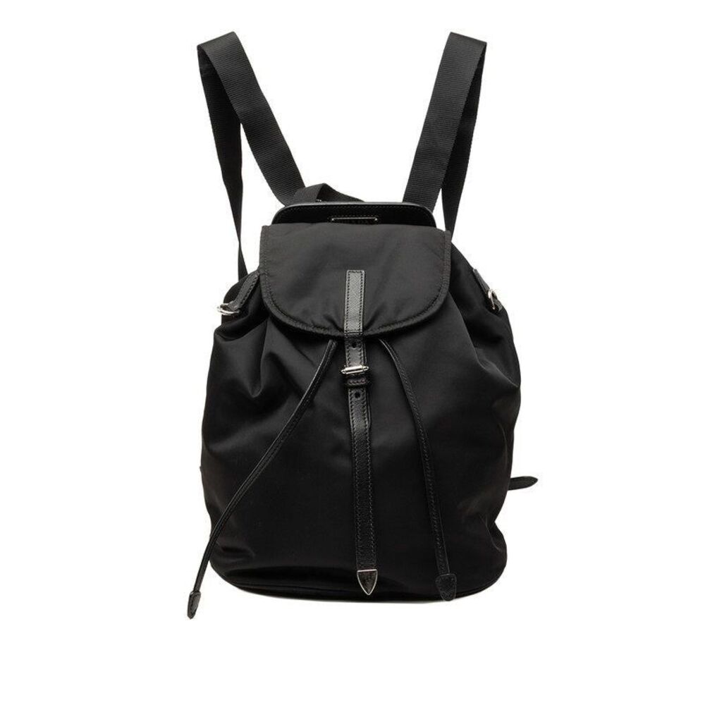 Prada Logo Nylon Leather Backpack